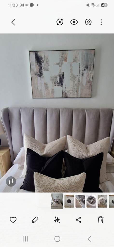 Large Silver framed abstract wall art 
