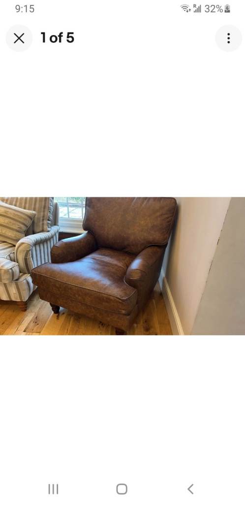 Handmade bespoke armchair  in beautiful brown aniline leather