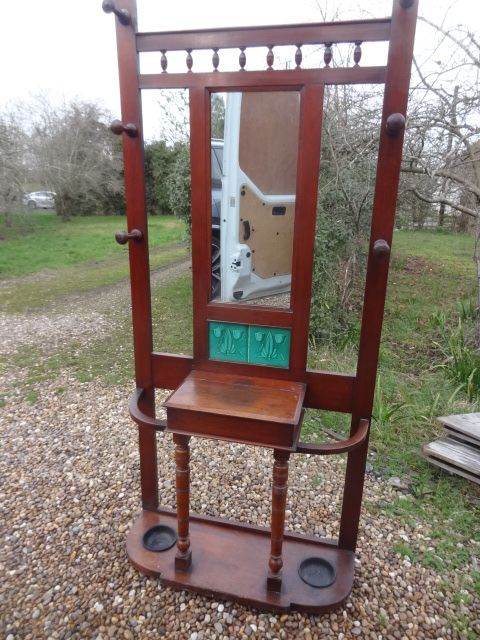 Antique hall coat stand with mirror