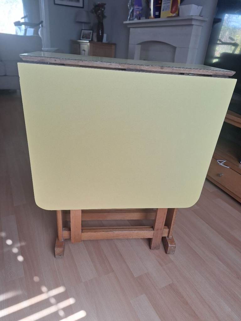 1960 yellow formica fold down table