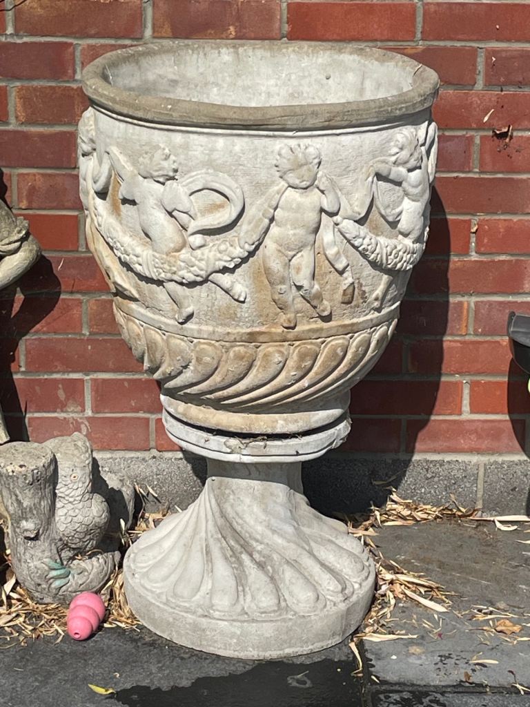 Hugh Vintage Reconstituted Stone Cherub Garden Planter