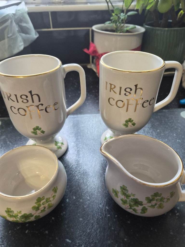 Wade Irish Coffee Mugs with Milk & Sugar – Good Condition