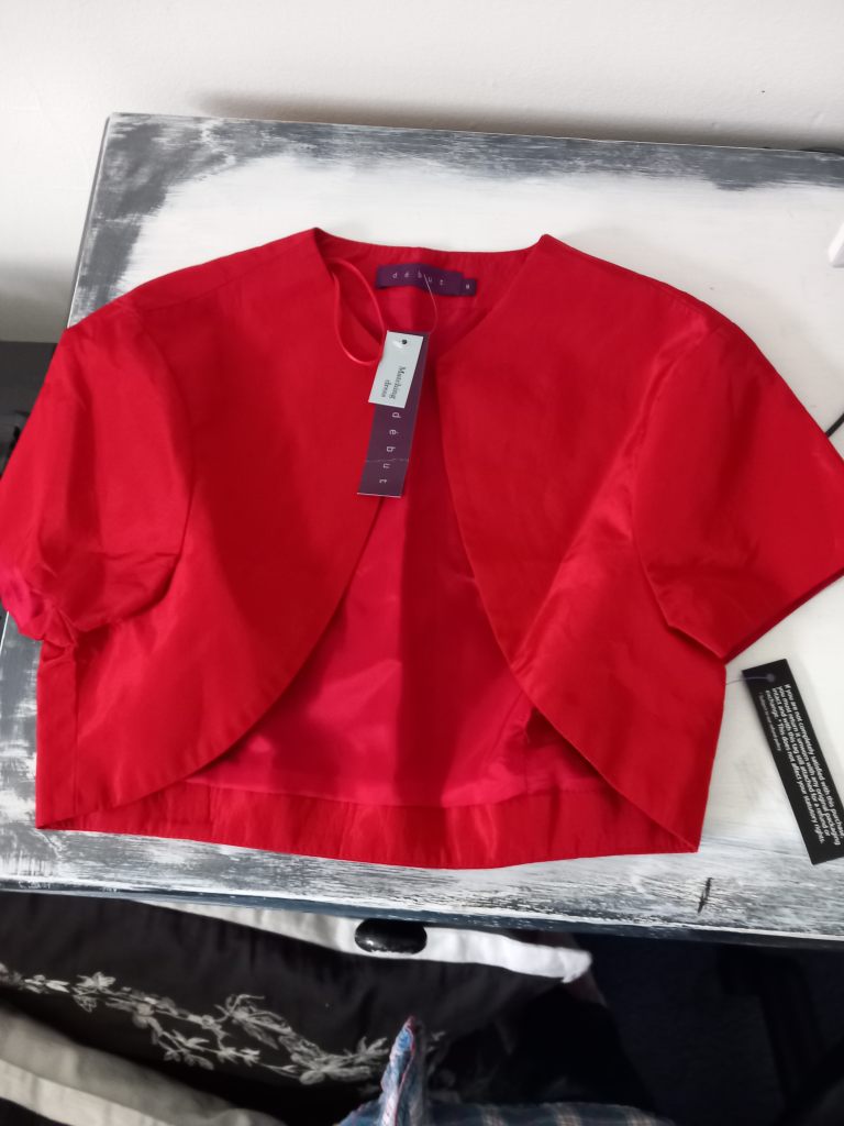 New red bolero, size 8