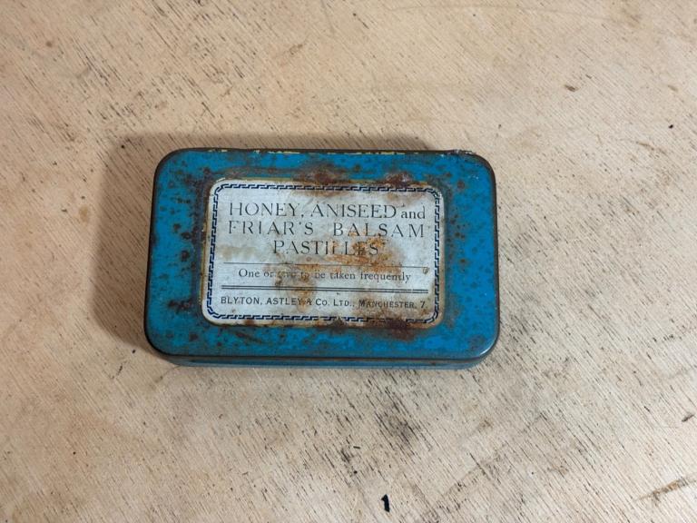 Vintage BLYTON, ASTLEY & Co. Ltd. Balsam Pastilles Blue Tin Box