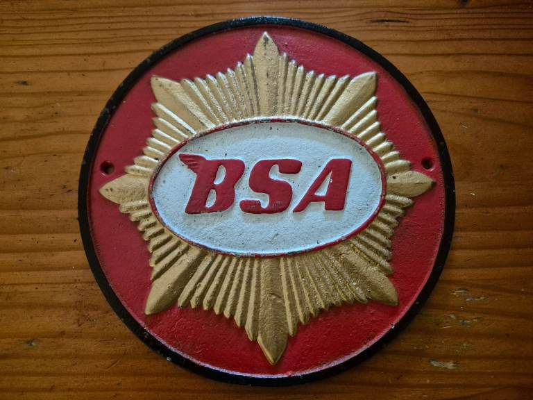 BSA Goldstar red cast iron sign 