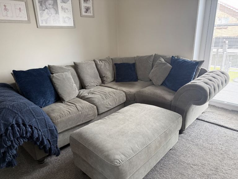 Sofa club corner, 2 seater and footstool 