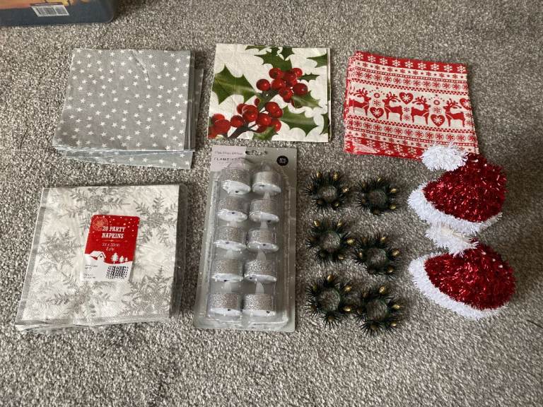 Christmas napkins and table decorations