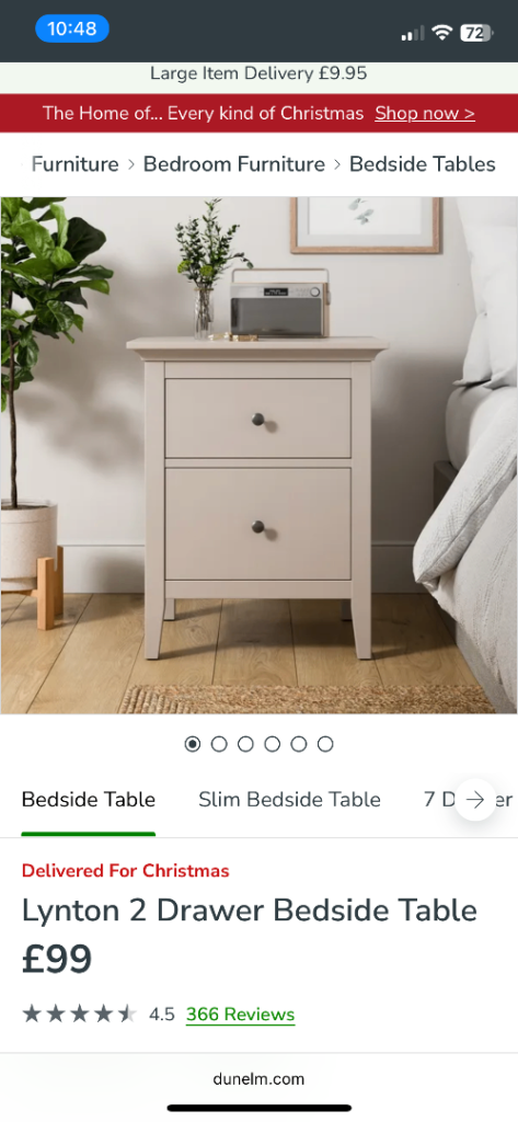 image for Dunelm Luton Bedside Table - New