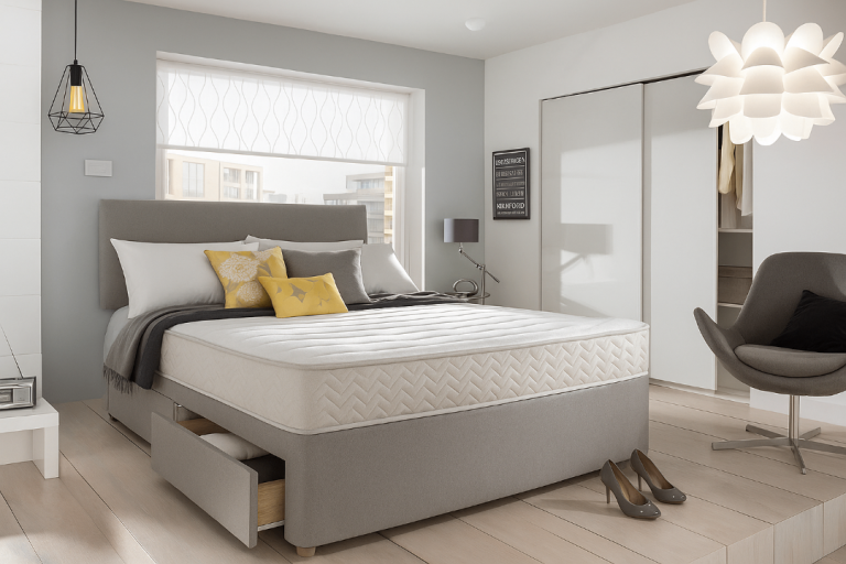 Luxury Divan Bed Set with Plush Fabric Finish and Storage for Modern Living