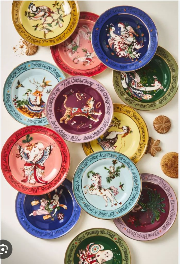 Anthropologie 12 Days of Christmas Plates