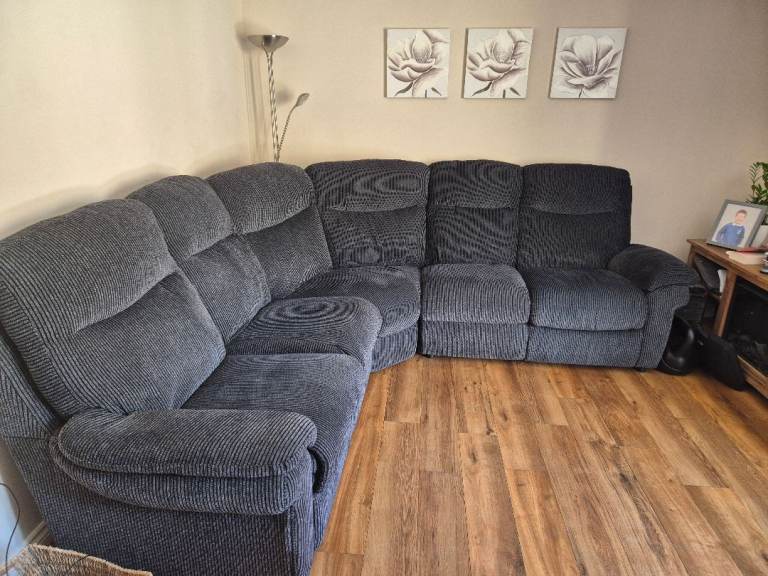 Tamla La-z-boy large corner sofa and footstool dark grey