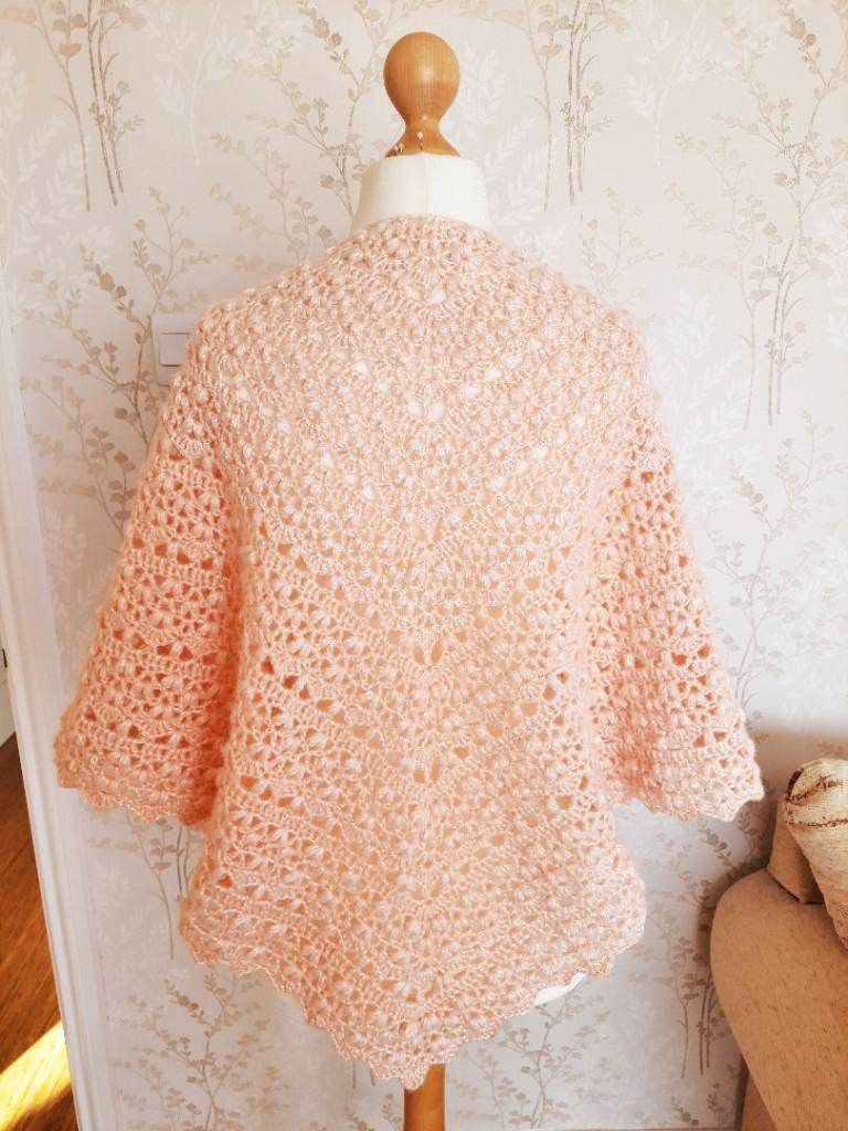 Gorgeous Knitted Wedding Shawl. Luxury Pastel Shoulder Wrap. Crochet Merino Blend Lovely Shimmer