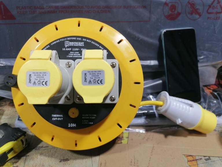 Briticent Site Electrics 16A 110V IP44 Arctic grade cable reel 10m