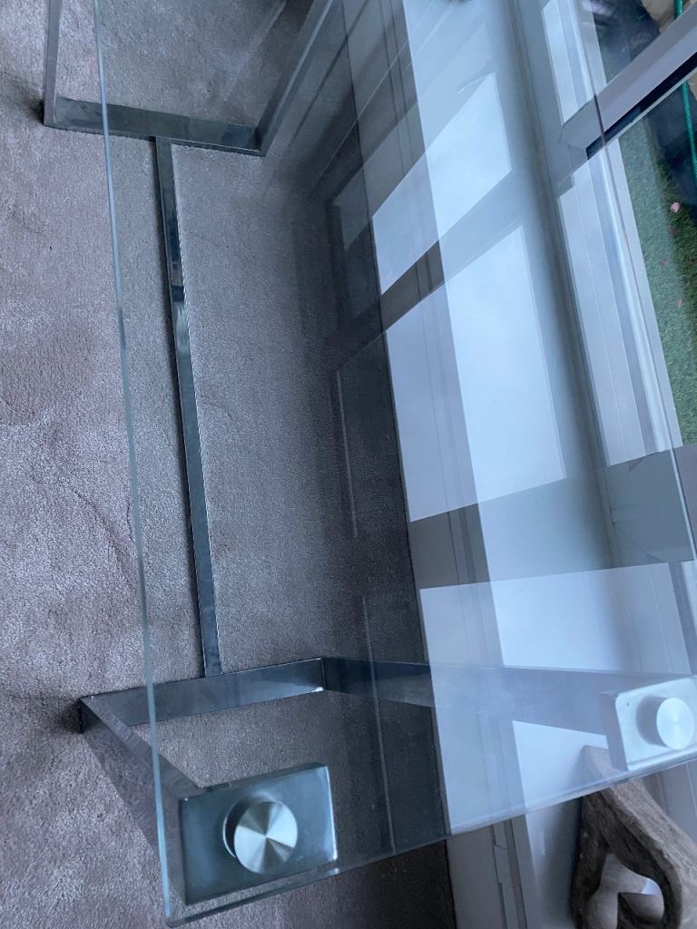 Glass and silver console table