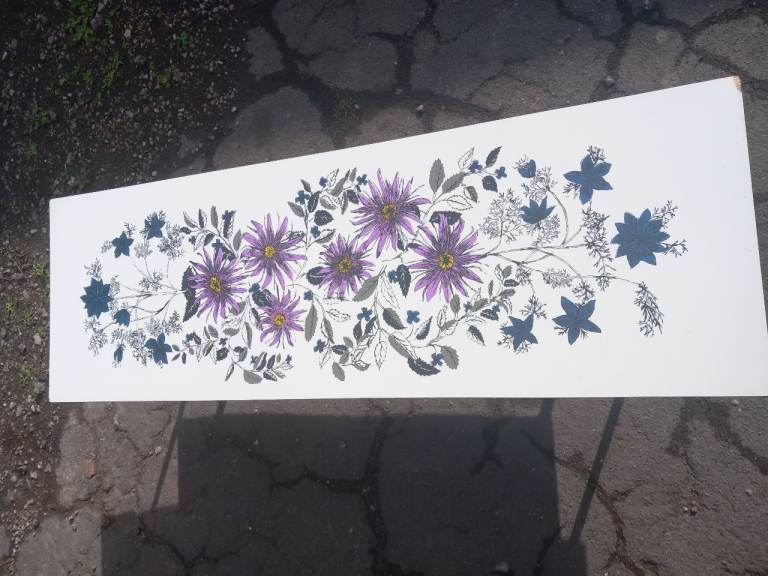 Large quirky floral 1950s coffee table CAN DELIVER