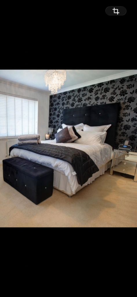 Next Black velvet king size headboard 