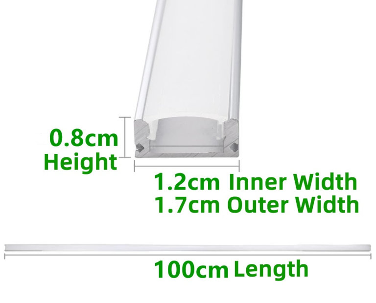 1 Meter Aluminium Profile + Milky White Diffuser Cover (Not Including Strip Light)