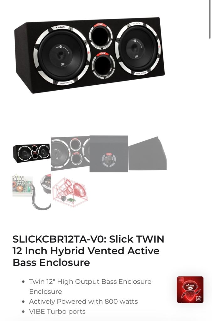 SLICK TWIN 12 Inch Hybrid Vented Active Bass Enclosure