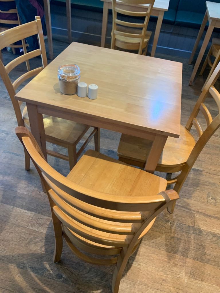 Cafe table x 1 and chairs x 6