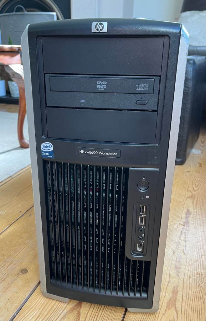 HP XW8600 Workstation Dual CPU Xeon 8 Core 32GB RAM 256GB SSD NVIDIA 9800GTX DVD R/W Win10 Pro 