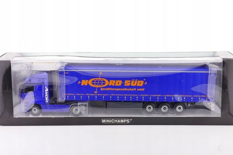 Rare MINICHAMPS 499 039100 Mercedes-benz Axor & Side Curtain Trailer