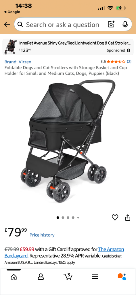 Used once large dog pushchair sturdy lightweight cost £80