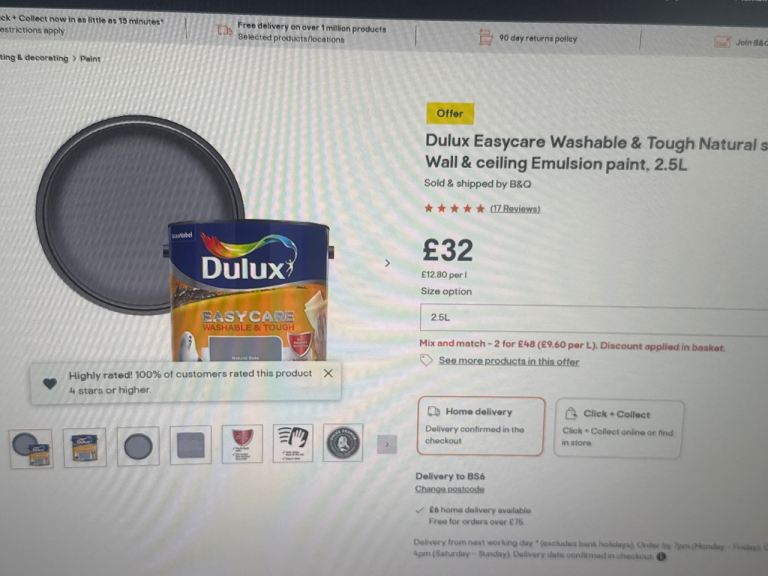 Dulux Easycare 2.5L Washable Emulsion Paint - Natural Slate