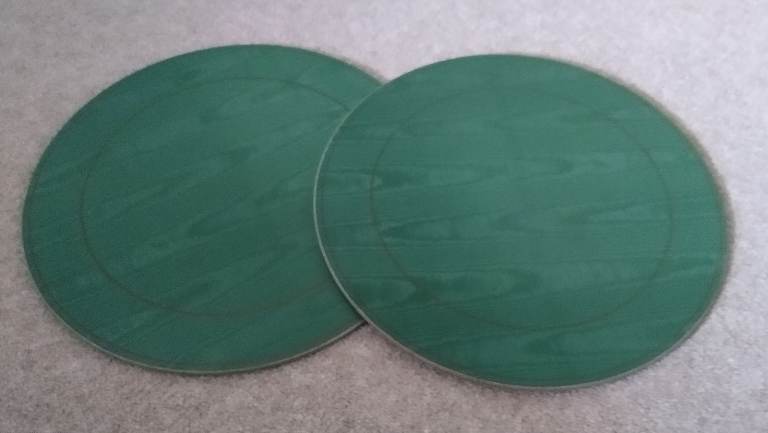 Two Pimpernel Premier Collection Circular Place Mats - Green - 25 cm diameter