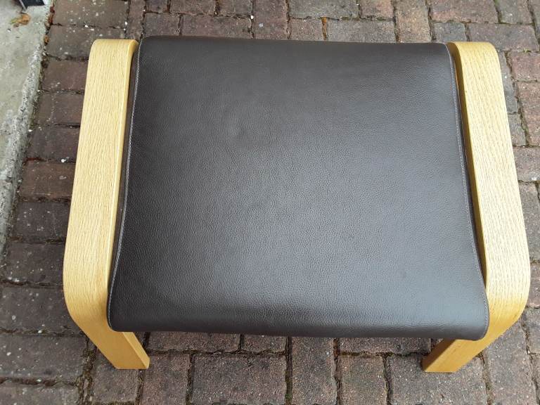 image for Ikea Brown Leather Footstool 