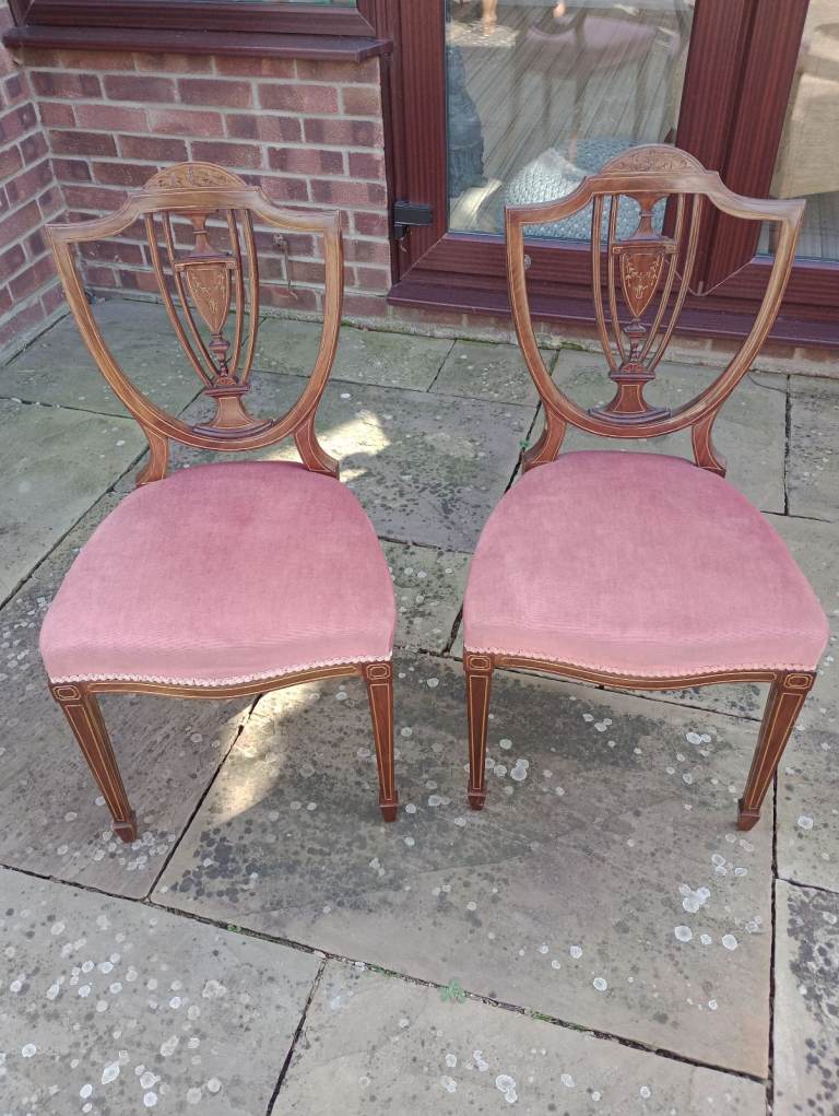 Pair of reproduction shield back chairs