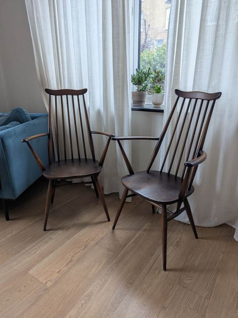 Ercol Carver Goldsmith, mid century, vintage chairs. 2ocs