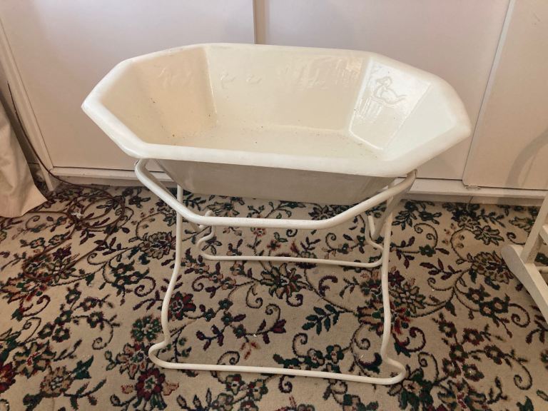 Baby tin bath and high chair 