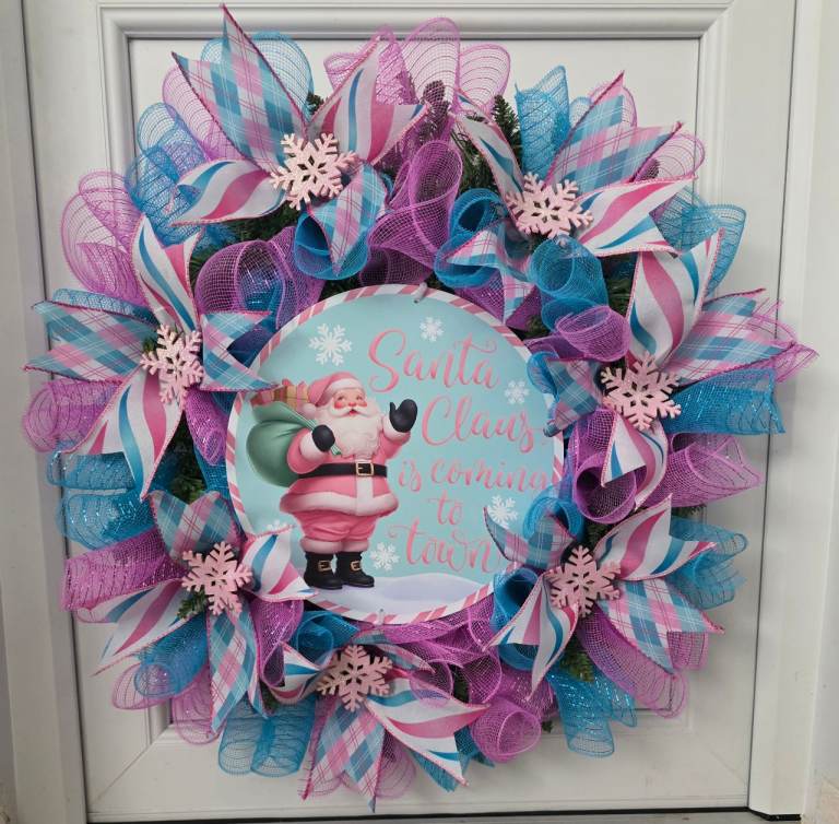 Pastel colour christmas wreath 