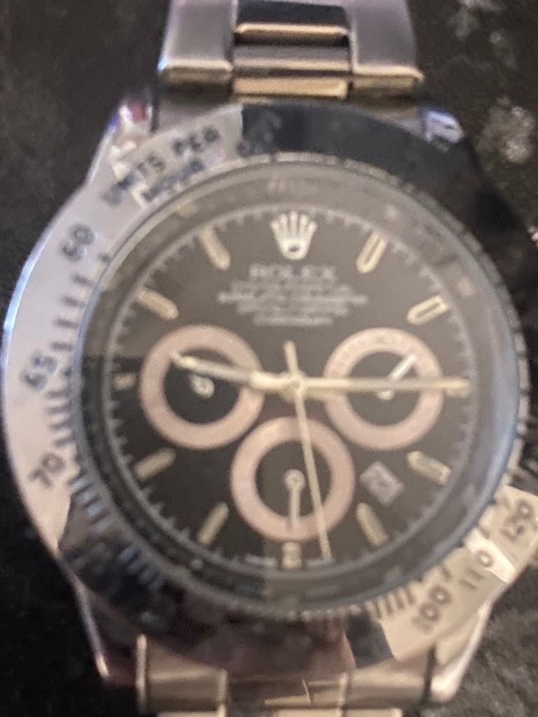 Rolex Daytona Chronograph Watch – Black Dial, Silver Strap