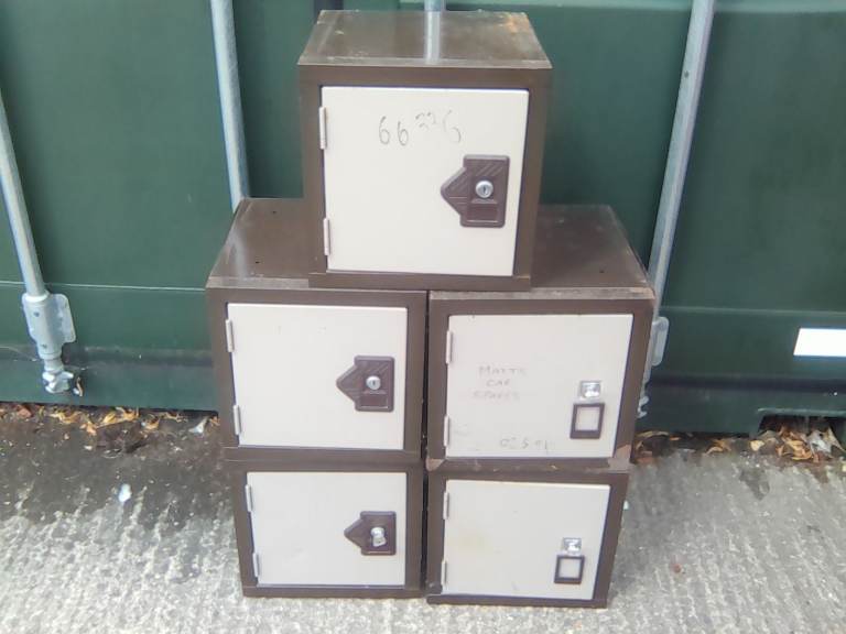 5 Vintage metal cube storage lockers 