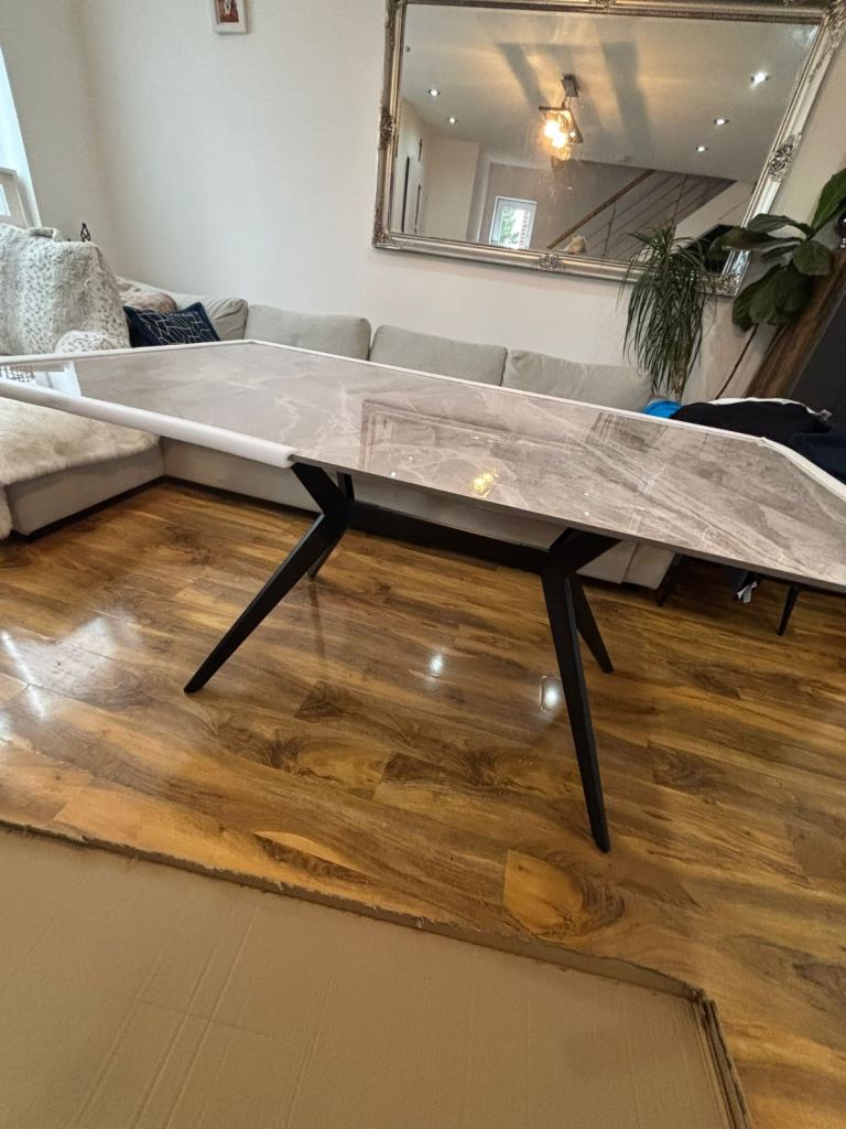 Ceramic grey marble effect table new 