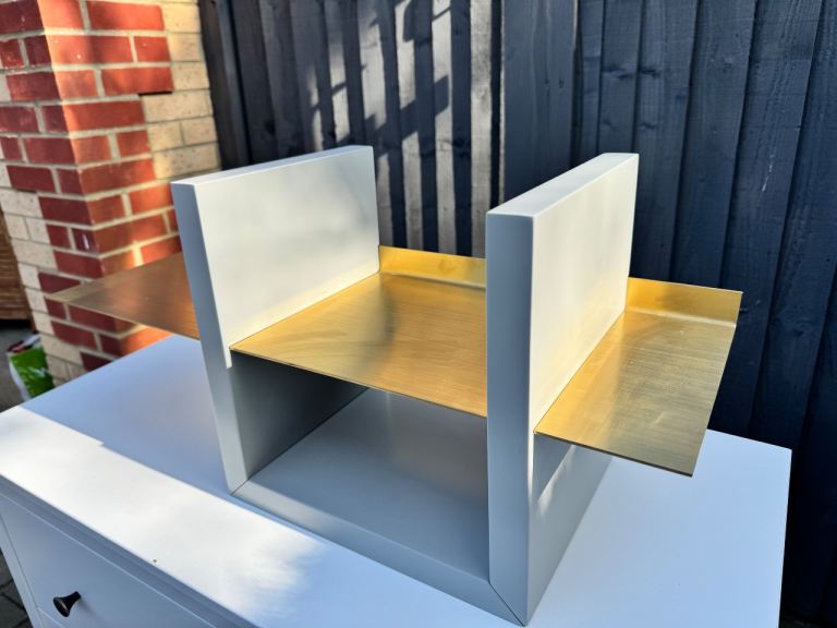 Wall Shelf Unit White With Brass Accent