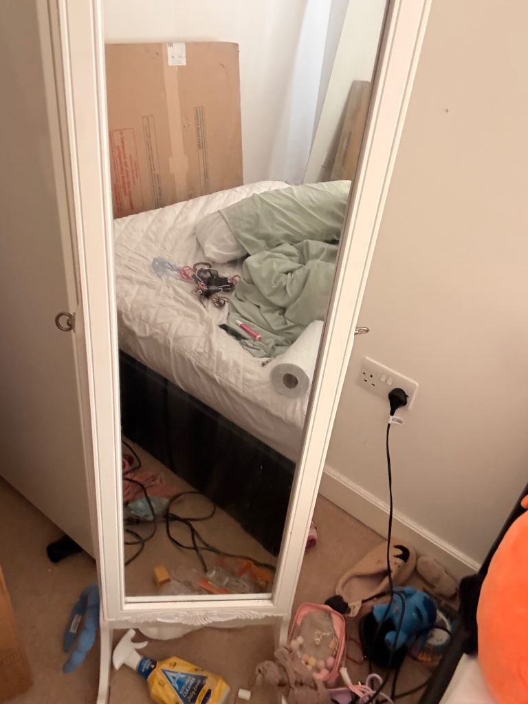 White Full-Length Mirror Jewellery Cabinet - Good Condition