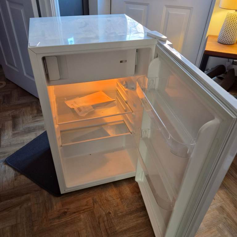 White Freestanding Mini Fridge with Small Freezer Compartment