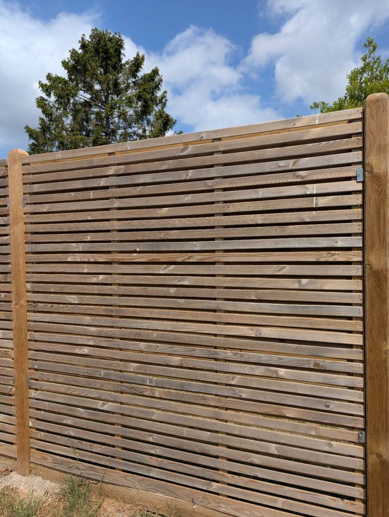 image for 5ft double slatted contemporary fence panels x5