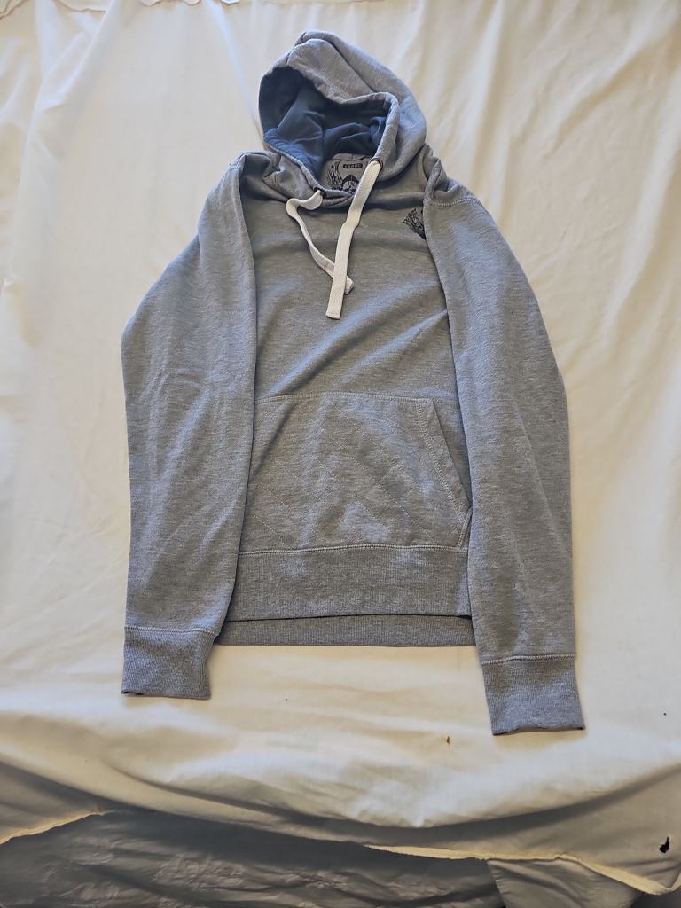 Vintage Style IX Skull Wing Graphic Hoodie in Heather Grey D495