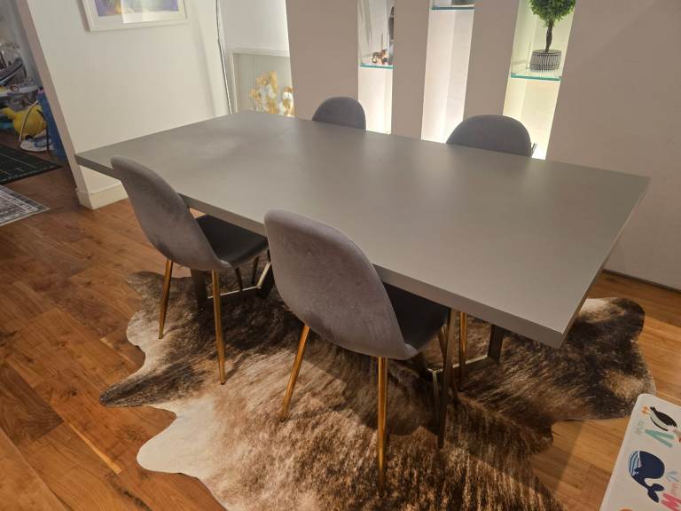 West Elm Concrete Dining table including four chairs