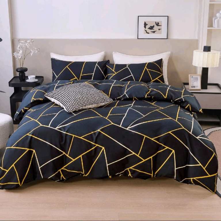 4-Piece Luxury Marble Effect, & Grandline Print Duvet Cover Set