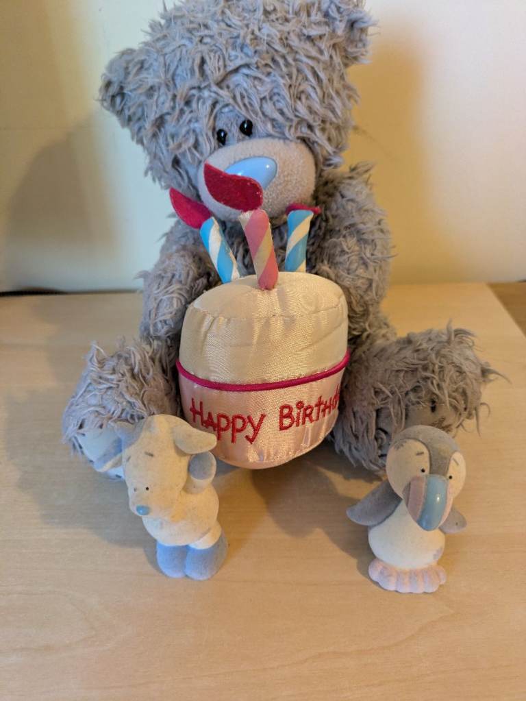 Tatty Teddy happy birthday toy and Two Tatty Teddy figurines