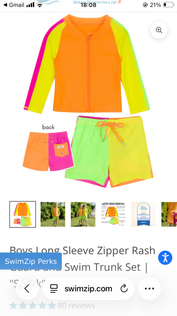 SwimZip Boys Rash Guard & Swim Trunk Set – New