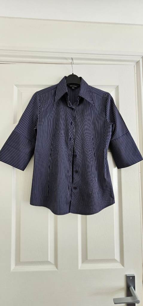 Zara, Blue Striped Blouse – Size M, Good Condition