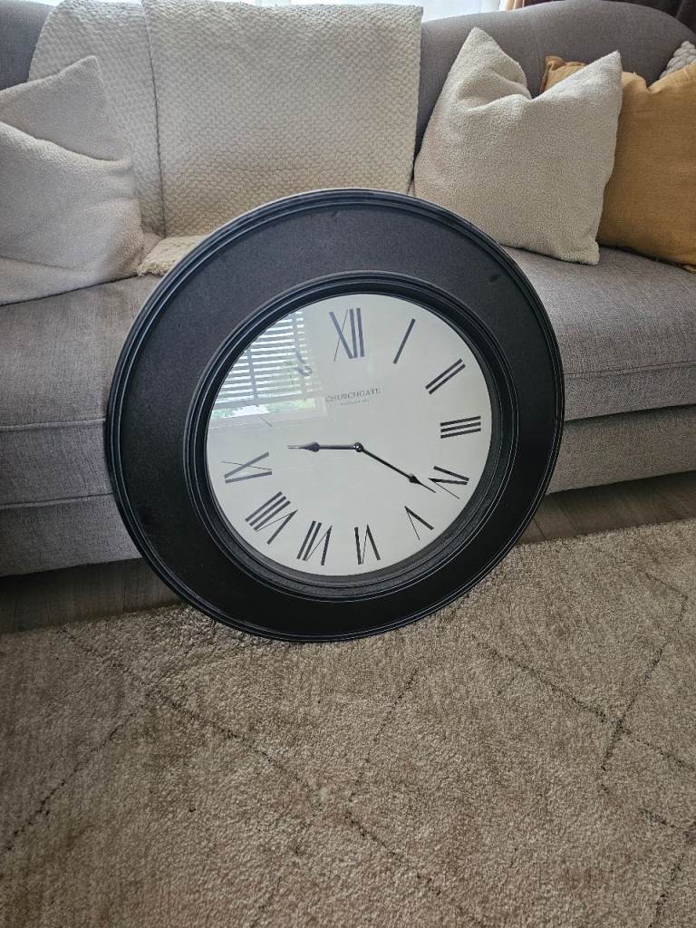 Large Black Roman Numeral Wall Clock