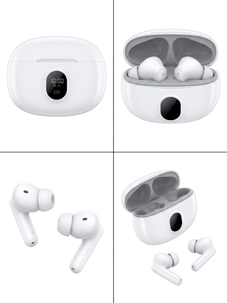 White Wireless Earbuds with Smart Charging Case – Excellent Condition