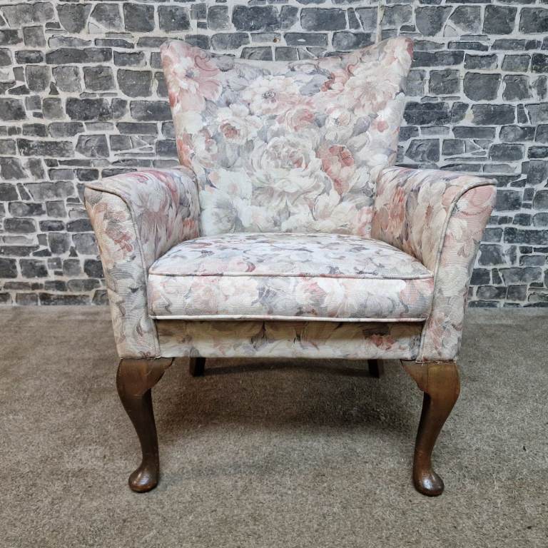 Floral Pattern Armchair – Wingback Style
