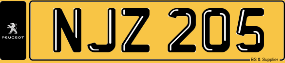 DATELESS Registration Number Plate NJZ Peugeot 205 NJ Noah Nathan Natalie JONES